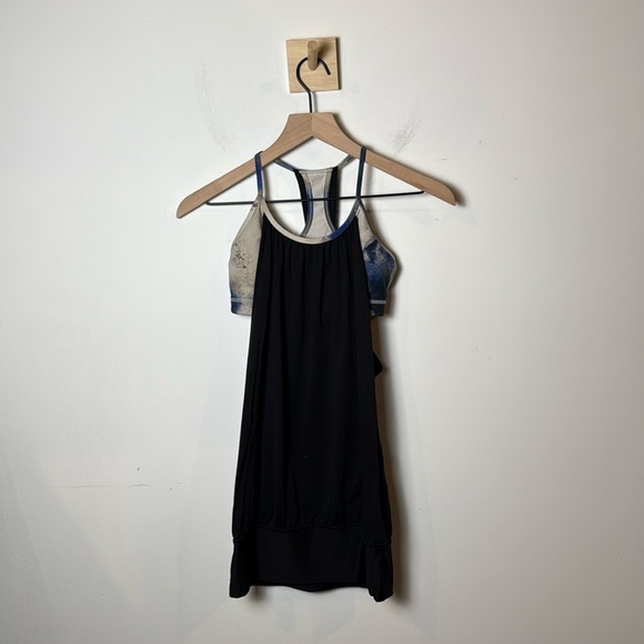 Lululemon Women’s No Limits Tank Top Built In Bra Black Milky Way Racerback 4 - Picture 1 of 9